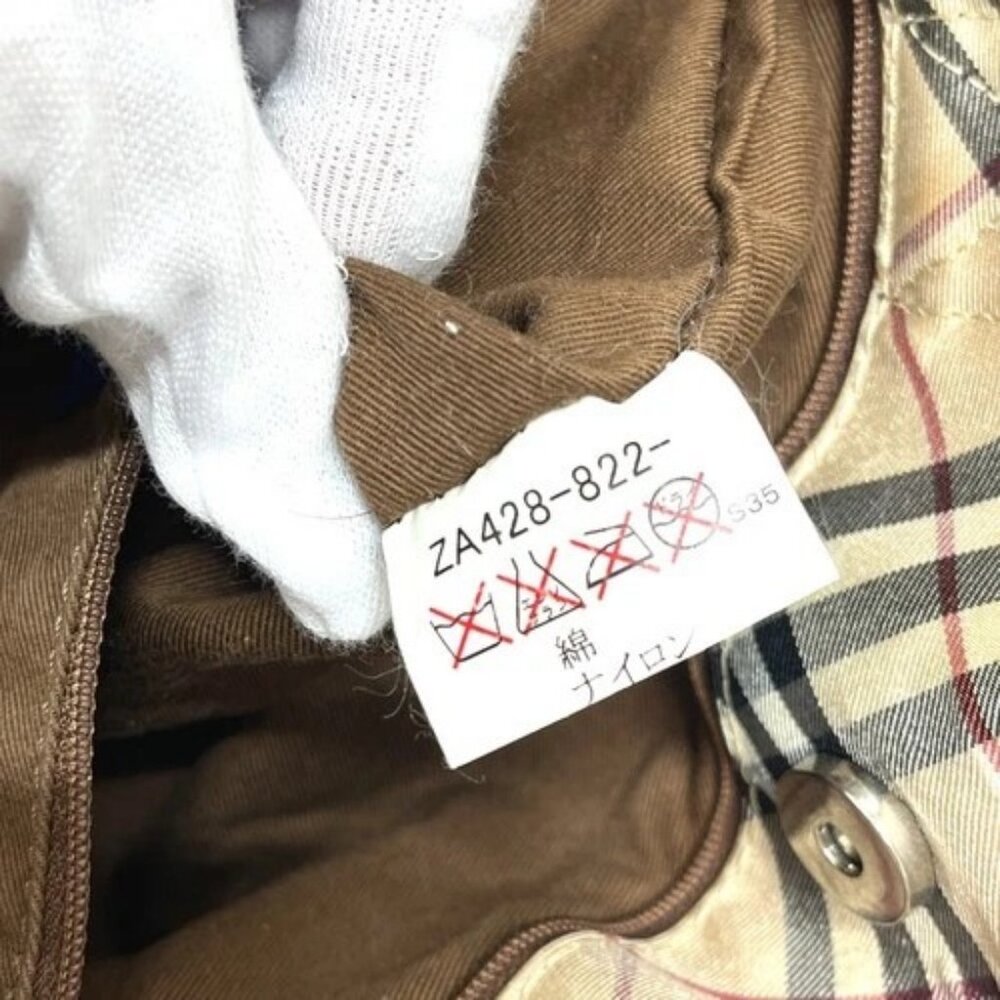 BURBERRY BLUE LABEL Check pattern Bags Hand Bag Tote Bag Canvas Beige - Picture 14 of 16